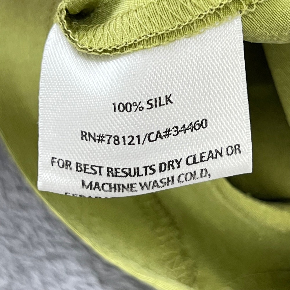 Eileen Fisher Silk Georgette Crepe Women's Straight Leg Pants Size S Green Matte - Picture 5 of 10